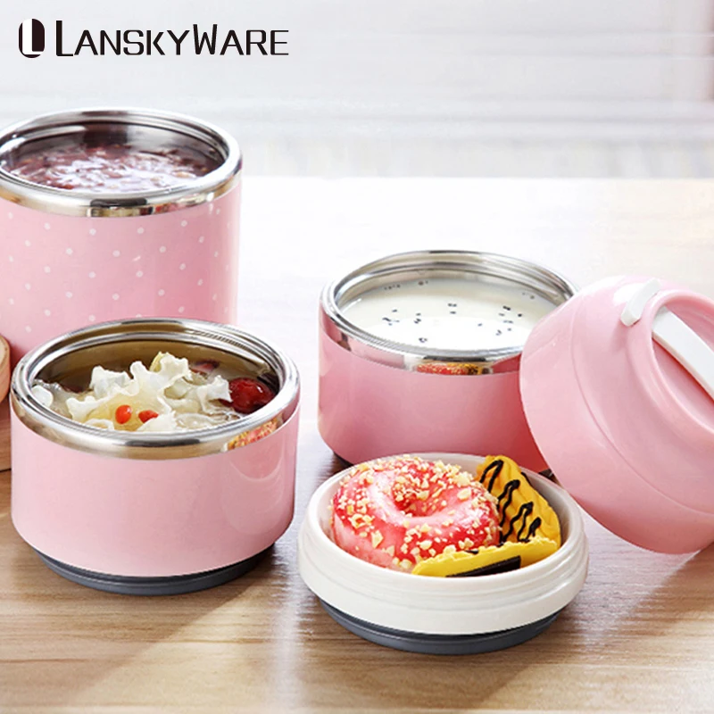 Cute Children's Thermal Lunch Box Leak-Proof Stainless Steel Bento Box For Kids Portable Picnic School Food Container Box