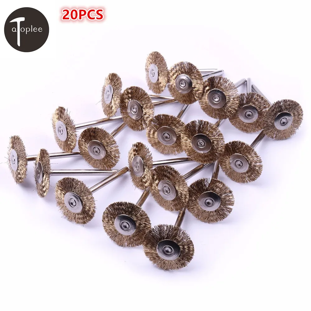 New 20 Pcs Brass Wire Wheel Brushes Dremel Accessories For Rotary