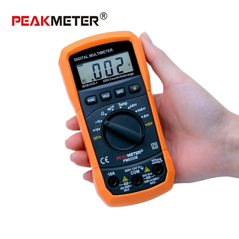 PEAKMETER PM8233E портативный многофункциональный цифровой мультиметр DC вольтметр переменного тока температура мультиметр тестер