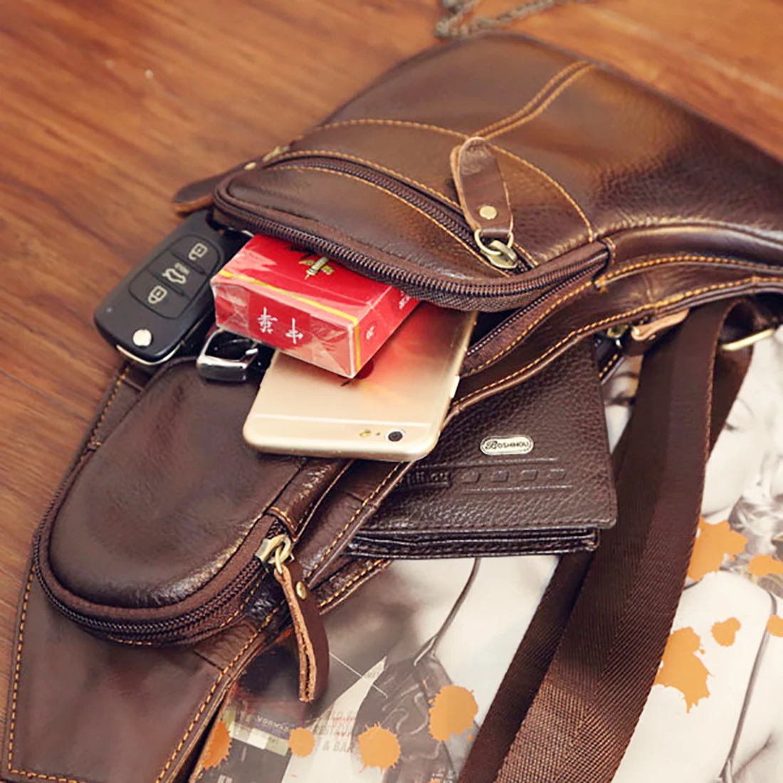 Высококачественная Мужская сумка на плечо из натуральной кожи с несколькими карманами, повседневный рюкзак из натуральной кожи, рюкзак через плечо