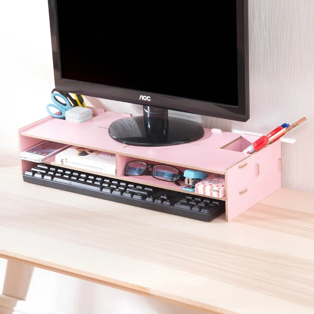 Настольная деревянная подставка для монитора, компьютерная полка для экрана, крепкая подставка для ноутбука, подставка для ноутбука, ТВ, стол, органайзер для мелочей