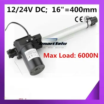 

Free shipping DC 12V/24V 16inch/400mm stroke 5mm/s linear actuator , 6000N/600kgs load heavy duty linear actuator