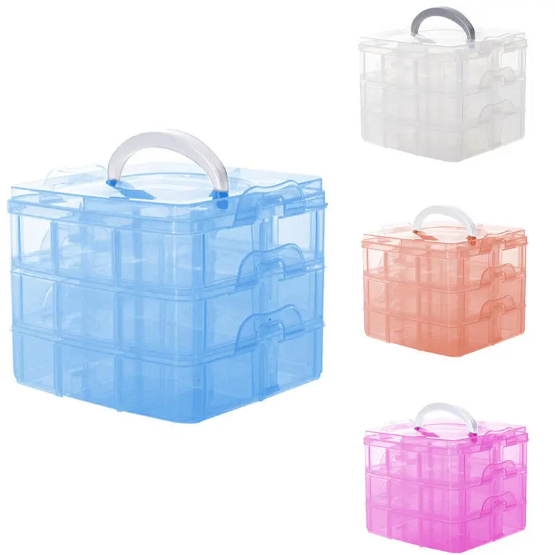 

2018 Fashion 3 Layers Detachable Jewelry Packaging Box Transparent Portable Storage Container Organizer Tools Box Case Boxes