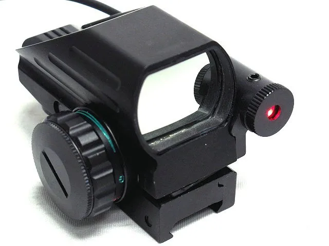 

Hunting Tactical Holographic Reflex 4 Reticles Red/Green Dot Sight Scope w/Red Laser for Airsoft Standard Weaver Rail