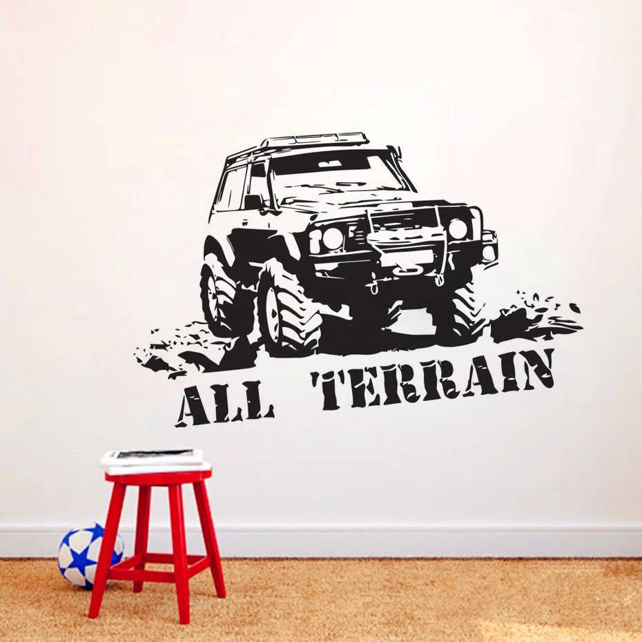 

Wall Decals Cartoon Car Funny Mountain Truck All Terrain Letters Home Interior Wall Decor Vinyl Removable Sticker For Kids Room