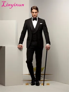 

Linyixun 2018 Italian Tuxedos Groom Men Suits Custom Fit Business Dress Wedding Suits for Men Blazer Costume Homme