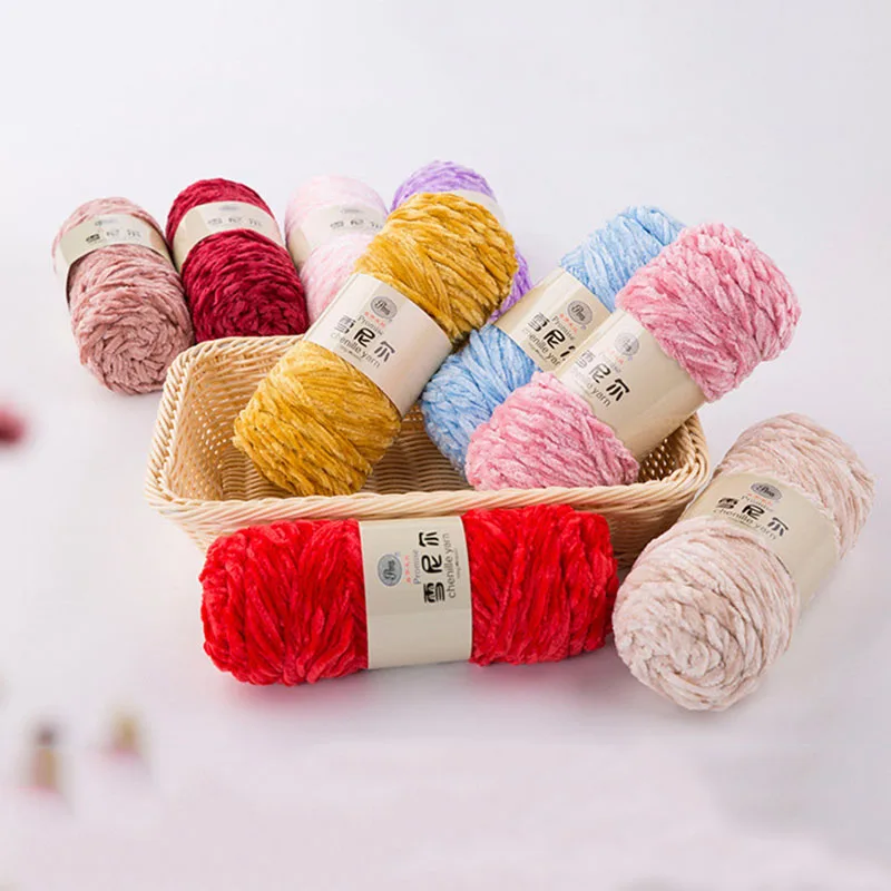 

4PC=400g Chenille Yarn Velvet Yarn Texturized Polyester Blended Cotton Suggest Needle 4MM-5MM