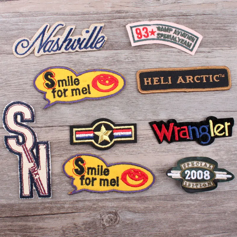 

Alphabet Gold Line armband clothes pants decoration repair patch hole ironing cloth decal label