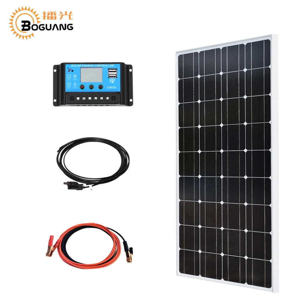

Boguang 100w 18V solar panel system kit Photovoltaic module controller cable 10A Controller battery charger RU Stock car home