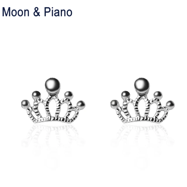 925 Sterling Silver Crown Stud Earrings For Women Simple 925 Sterling Silver Crown Stud Earrings For Women Simple Hypoallergenic Ear Studs Shining Engagement