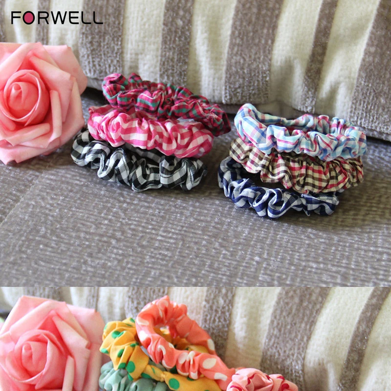 FORWELL 10 PCS Girl's Sweet Style Hair Accessorie Cloth Hair Rope Polka Dot Elastic Headband Fabric Colorful Polka Dot Hair Ring
