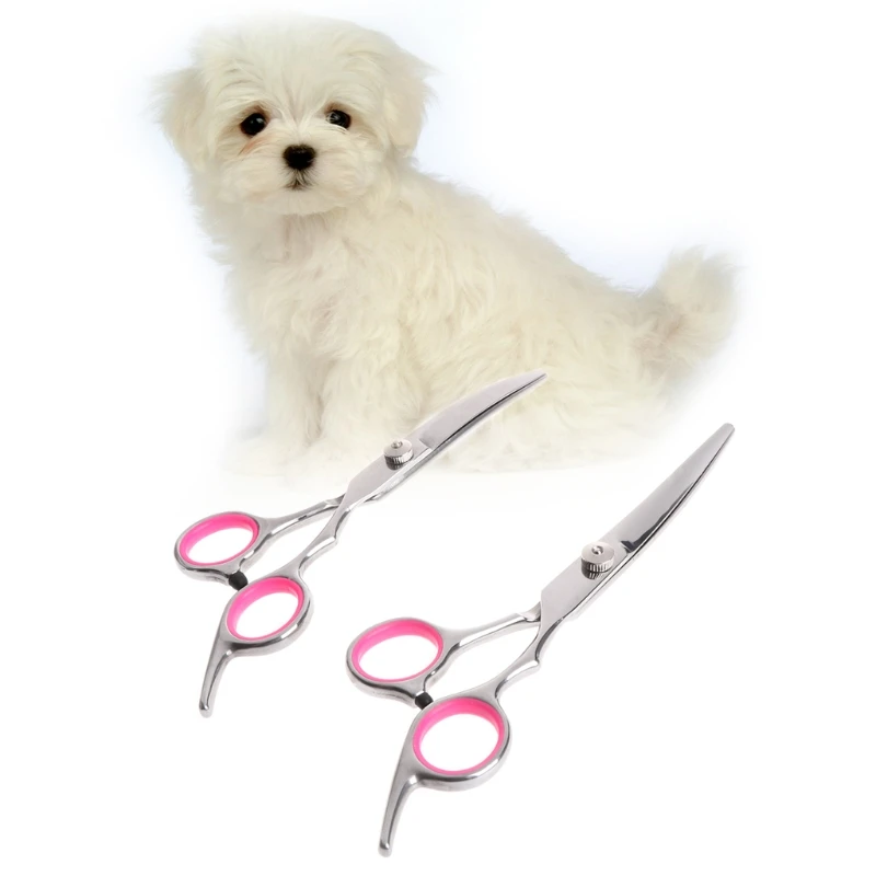 6" Stainless Steel Pet Gromming Curved Blade Scissors Dog Cat Cutting