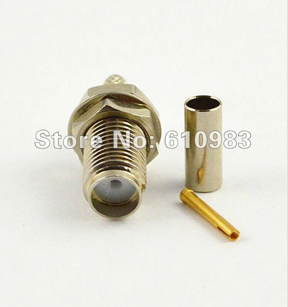 

SMA Crimp Jack Bulkhead RF Coaxial Connector Straight Nickelplated for LMR100