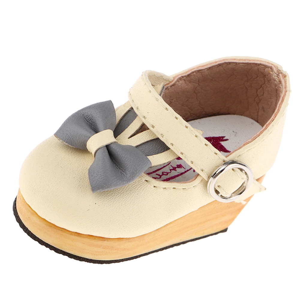 1/6 Scale PU Leather Ankle Strap Wedge Shoes for 27cm Obitsu, Blythe, Licca-Chan, Momoko 12 inch Dolls