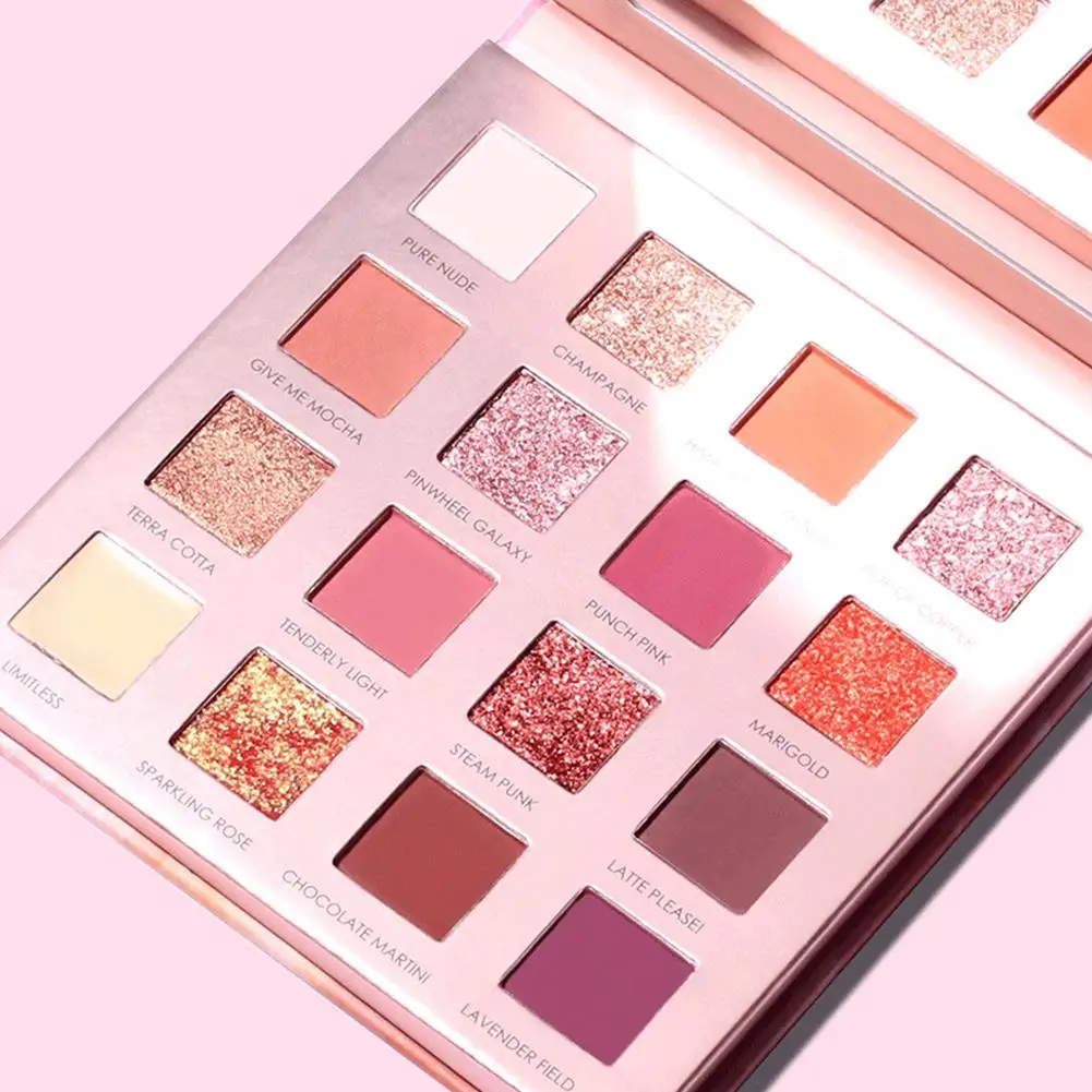 Minshzee 16 цветов Тени для век Палитра мерцающий Блестящий Матовый Desert Rose