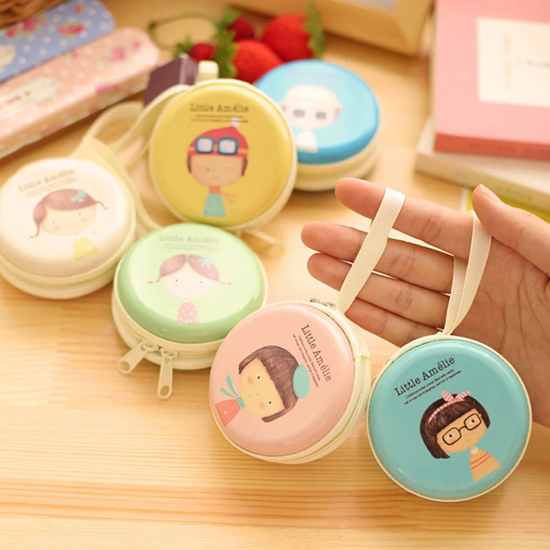 

New Portable Boys Girls Style Mini Round Hard Desk Organizor Bag For Earphone Headphone SD TF Cards Cable Cord Wire Coin Sundrie