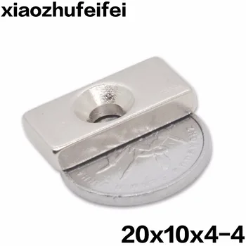 

2pcs NdFeB Fix Magnet 20x10x4 mm with M4 Screw Countersunk Hole Block N42 Neodymium Rare Earth Permanent Magnet 20*10*4-4