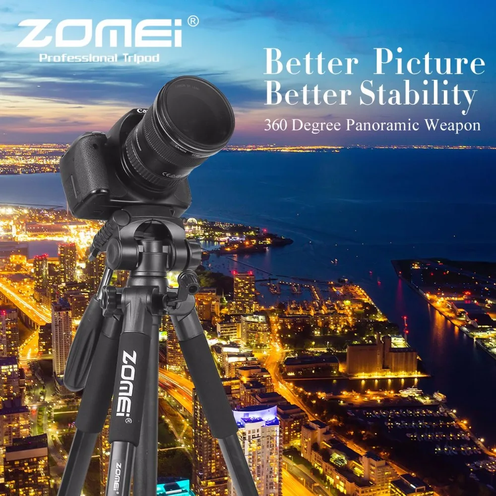  ZOMEI Z666 Portable Pro 56-inch Tripod Compact Lightweight Camera Stand with Quick Release Plate Pa