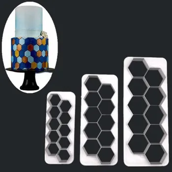 

3pcs Hexagon Geometry Fondant Cookie Cutter Cake Mold Biscuit Confectionery Decorating Tools Baking Moulds K087