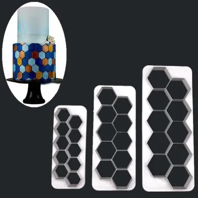 

3pcs Hexagon Geometry Fondant Cookie Cutter Cake Mold Biscuit Confectionery Decorating Tools Baking Moulds k087