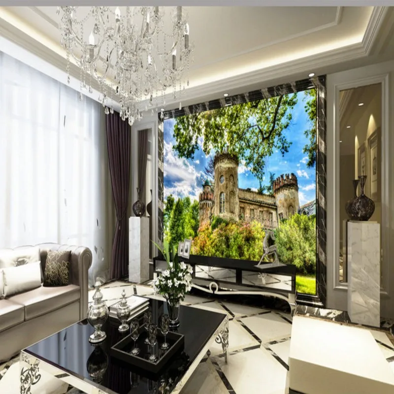 

Custom photo wallpaper Custom European suburbs ancient architecture landscape mural living room corridor hotel hall wallpaper