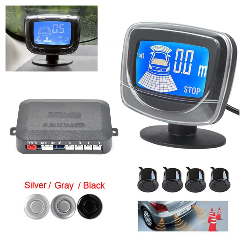 Waterproof 4 Beep Alert Rear View Car Parking Sensors with Display