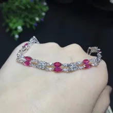Отличающаяся хорошей устойчивостью натуральный 3*6 мм рубиновые браслеты s925 стерлингового серебра элегантное великолепное платье ювелирные украшения для женщин Свадебные натуральный рубин