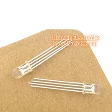 50 шт 5 мм полный цветной светодиод RGB, красный, зеленый и синий четыре фута прозрачный цвет подсветки управляемые семи цветов с подсветкой общий анод