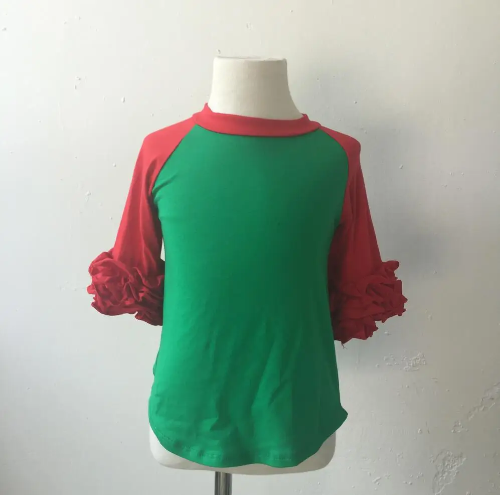 red shirt with green sleeves