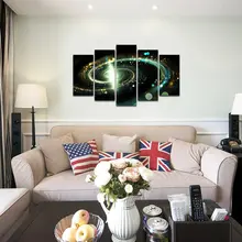 5 Panel Modern Printed Space Universe Landscape Paintings Canvas Picture Galaxy For Living Room Picture Modular picture Unframed