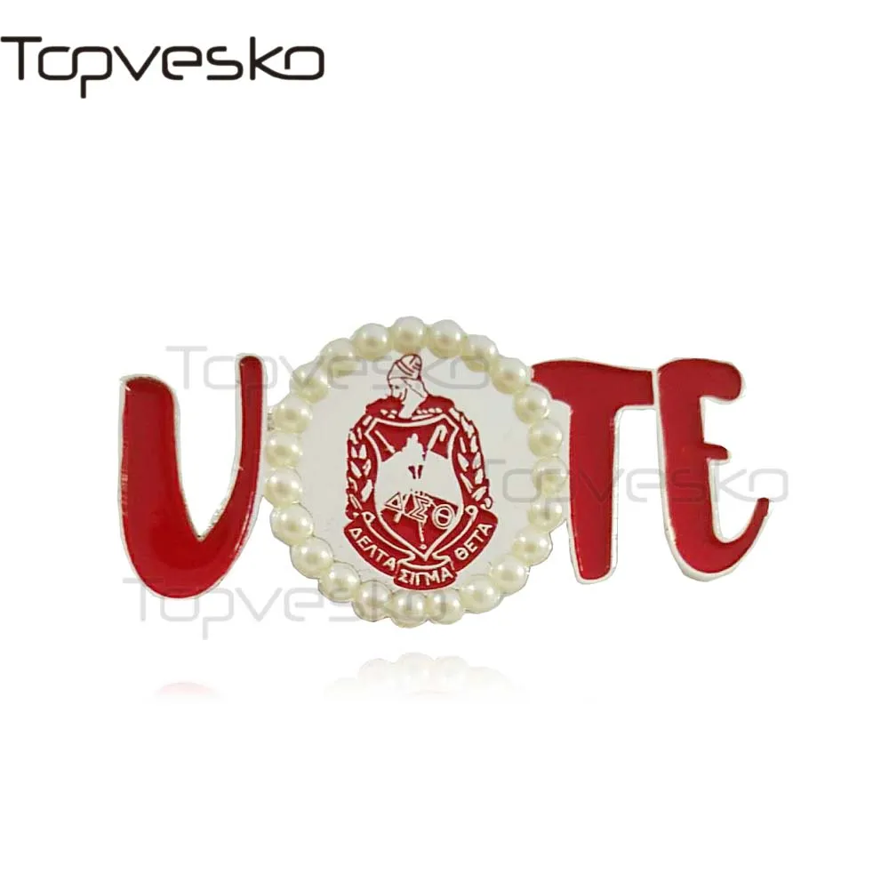 

Topvesko Sorority Crest Delta shield Greek Brooch Delta Sigma Theta VOTE Pin
