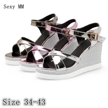 

Women Platform High Heel Wedge Sandals Peep Toe Shoes Woman Summer High Heels Wedges Gladiator Sandals Plus Size 34- 40 41 42 43