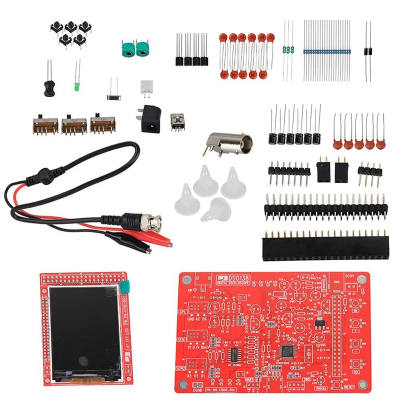 2,4 tft Собранный спаянный DSO138 DIY цифровой осциллограф комплект STM32 тестер с акриловым чехол power - Цвет: dso138 assembled