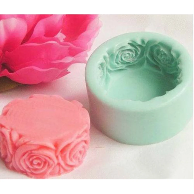 Round Rose Flowers Silicone Soap Mold Multifunction Candle Molds Cake