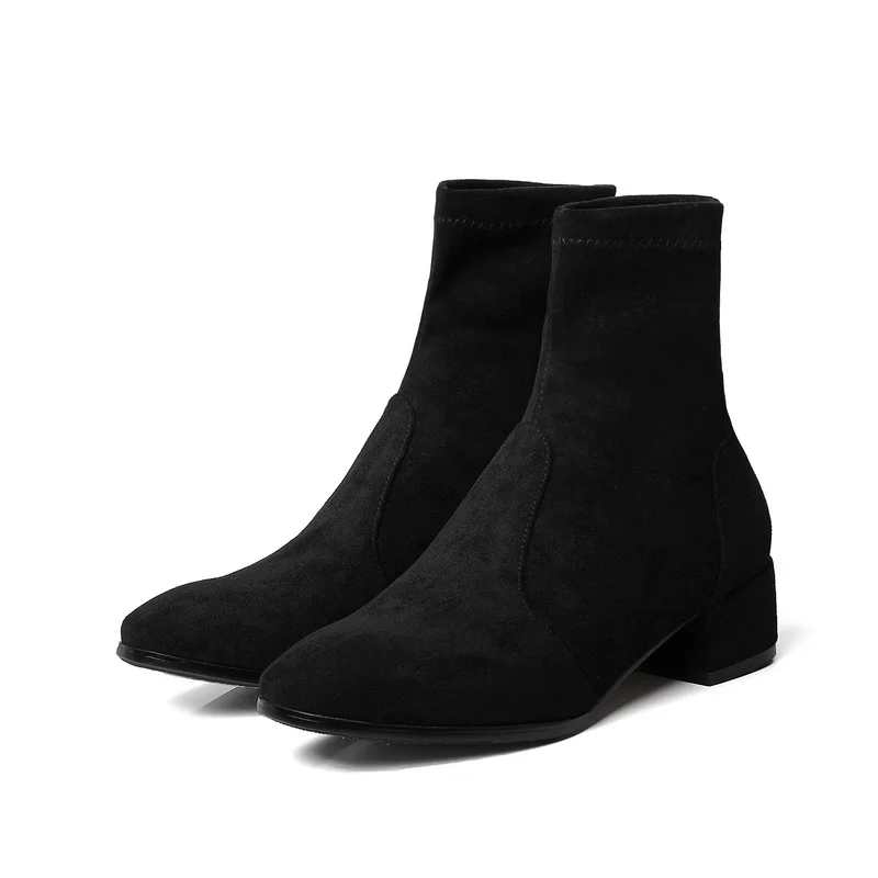 

2019 Autumn Winter New Women Fashion Booties Scrub Leather Ankle Boots Ladies Shoes Plush Warm Comfortable Wild Women's Boots