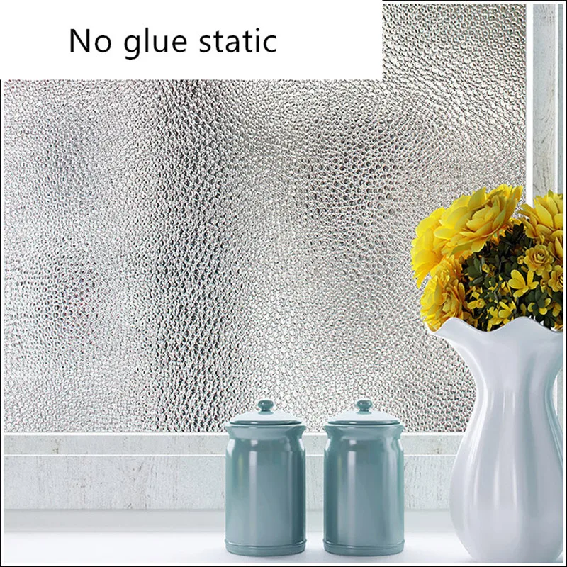 

60cm wide 3D non-plastic static glass foil bathroom matte paste sunscreen window flower stickers water droplets variety