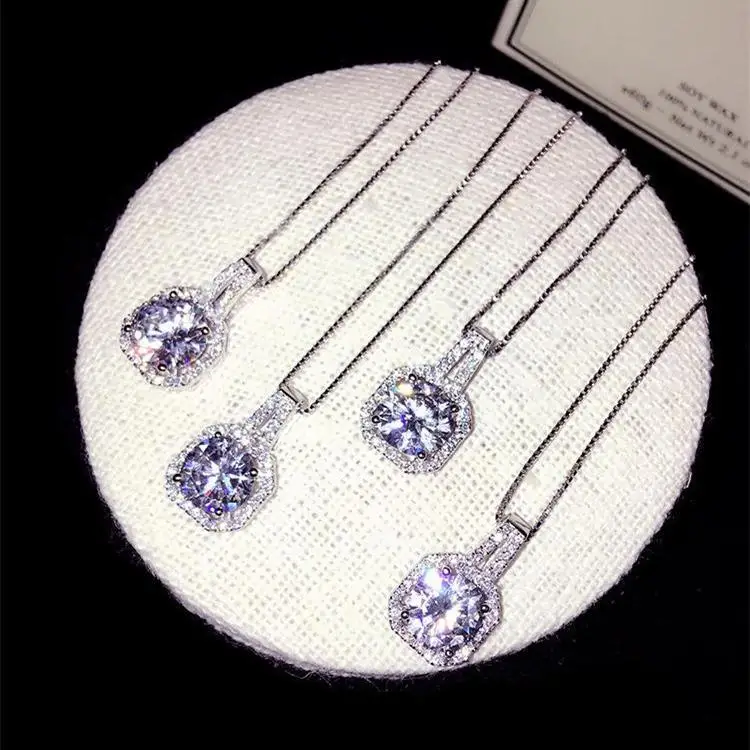 

New Arrival Wedding Pendant Necklace ct Heats and Arrows Cut AAA Bling Zircon Micro Pave CZ Necklace