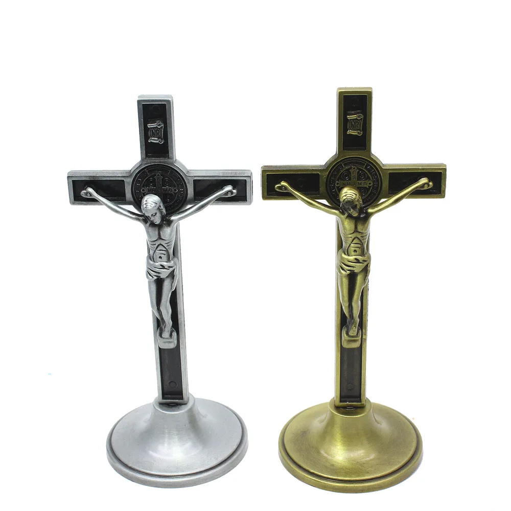 Church Relics Wall Crosses Crucifix Jesus Christ On The Stand Cross Wall Crucifix Antique Home Chapel Decoration Alloy material