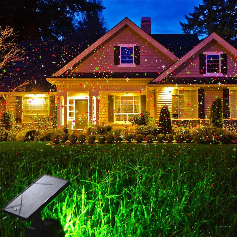 Solar powered Led Laser light Stage lamp Red+Green led projector lights Outdoor Landscape decoration for Lawn,Yard,Patio,Party