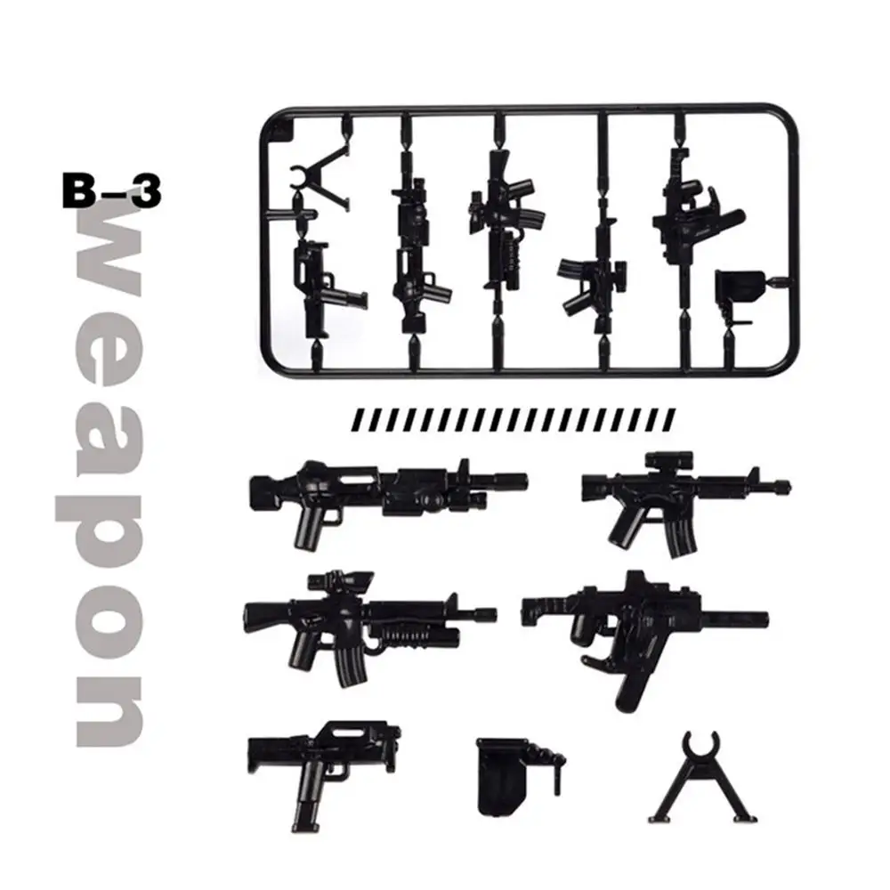 Военный Спецназ полицейское оружие 100 шт Набор оружия лодка военные конные солдаты строительные блоки игрушки совместимы с серия оружия - Цвет: B-3