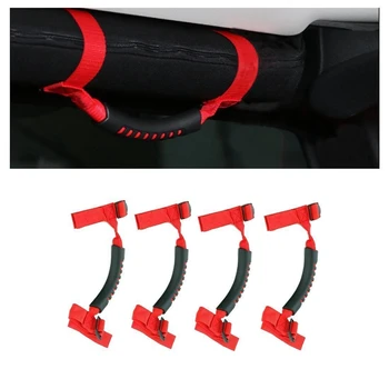 

4Pcs/Set Red Unlimited Roll Bar Grab Handles Thin Holder Premium Armrests Handle For Jeep Wrangler YJ TJ JK CJ 1995-2016