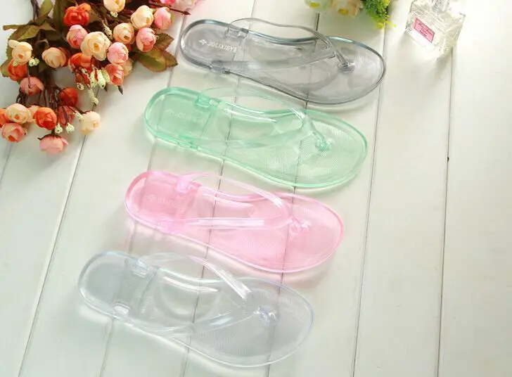 clear plastic flip flops