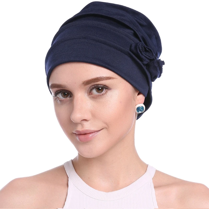 Женский рюшами тюрбан после химиотерапии повязка на голову шарф бини шапка для пациента рака - Цвет: NB