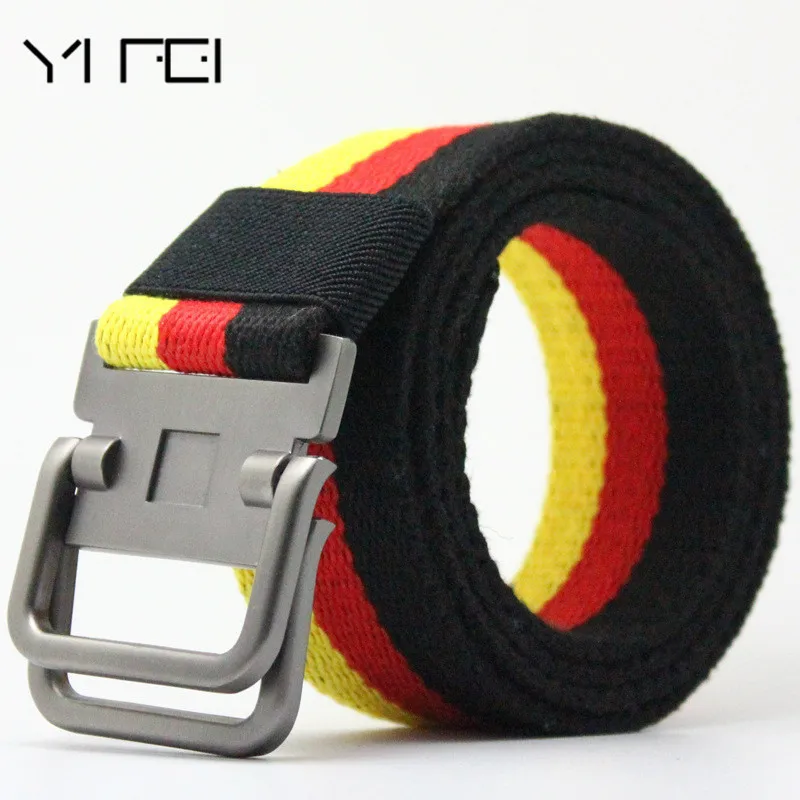 

Men's Double loop buckle Woven Belt Canvas Belt men Stripe Metal Tactical Belts Casual Pants Gift for Men Belts Canvas cintos
