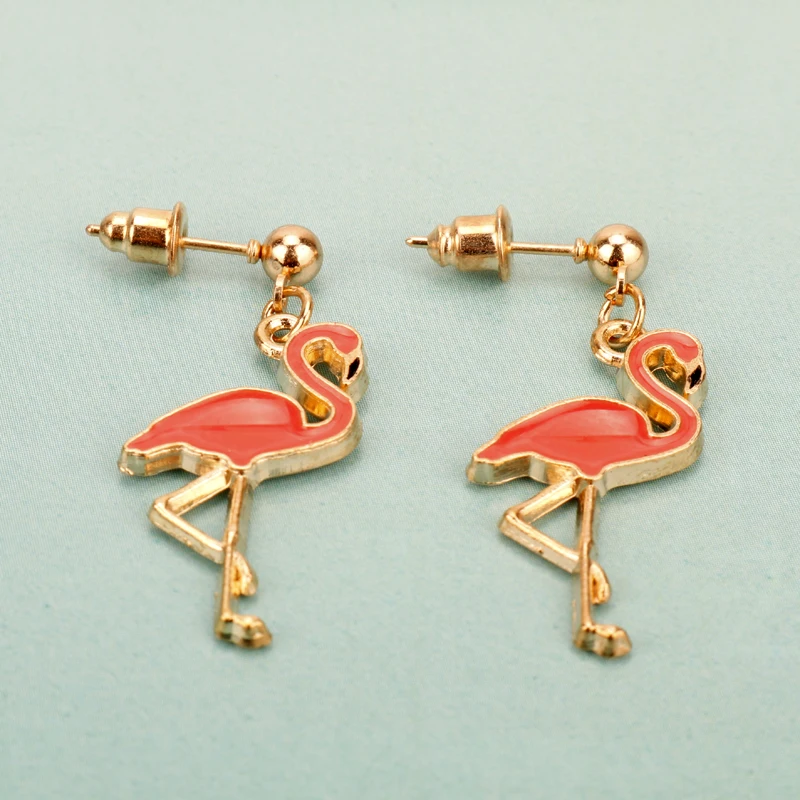 

1 Pair DIY Fashion Cute Pink Ostrich Animal Bird Flamingo Drop Earring Beautiful Party Jewelry Accessories For Women Girl Gift