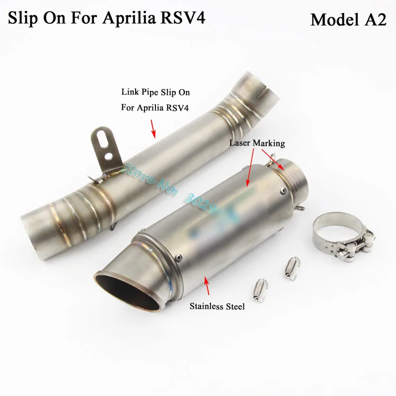 

RSV4 Slip On For Aprilia RSV4 Motorcycle Muffler Exhaust Escape Set with Middle Link Pipe Connector Laser Marking Sticker 12-15