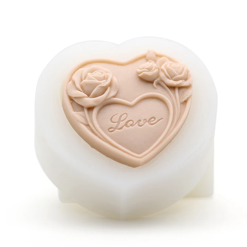 High end DIY handmade soap mold, heart shaped rose gift soap food grade silica gel mould