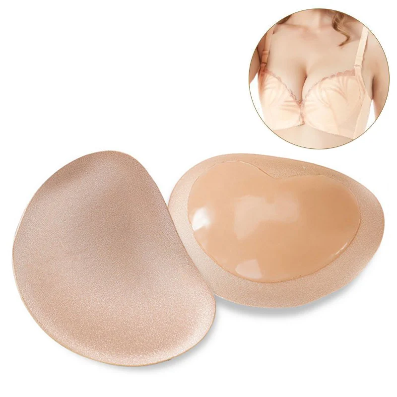

New Hot Push Up 1 Pair New Thick Auto-stick Bikini Bra Pad Universal Enhancer Insert Women Swimsuit Bra Sponge Gel Invisibility