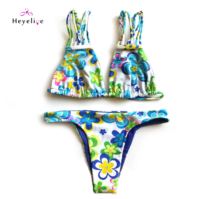 Cheeky Bikinis Swimwear Women Print Swimsuits Thong Swimsuits Biquinis