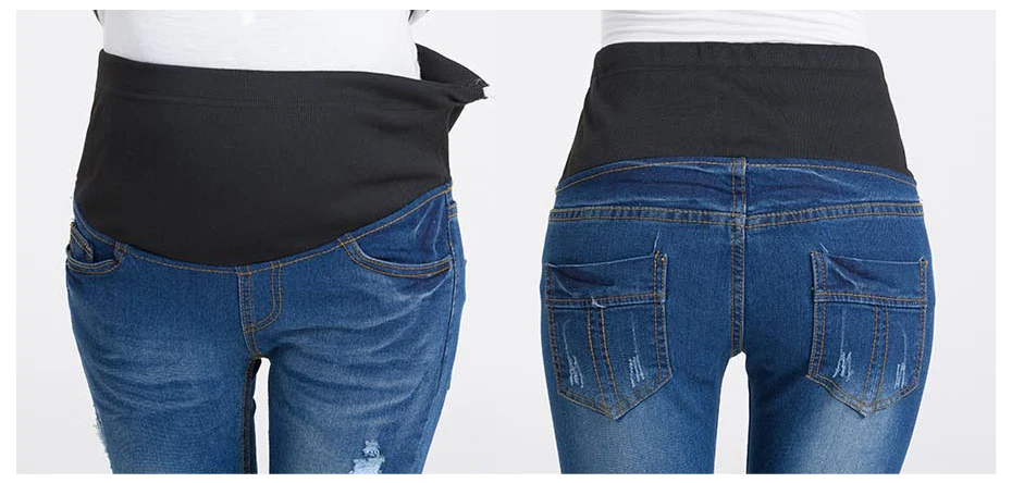 Джинсы для беременных с дырками, зауженные джинсы хорошего качества из хлопка, потертые синие узкие джинсы-карандаш для беременных женщин, одежда для беременных, джинсы